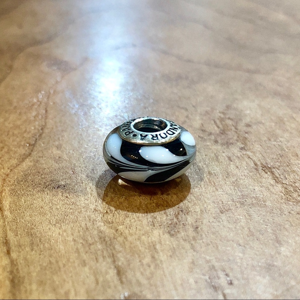 Pandora Black and White Glass Bead